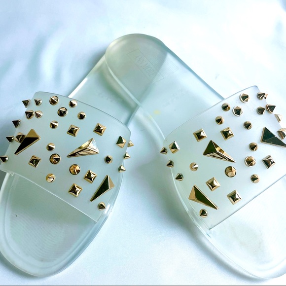 Jelly slide sandal w/ embellished spike trim by Ann More - Picture 2 of 8